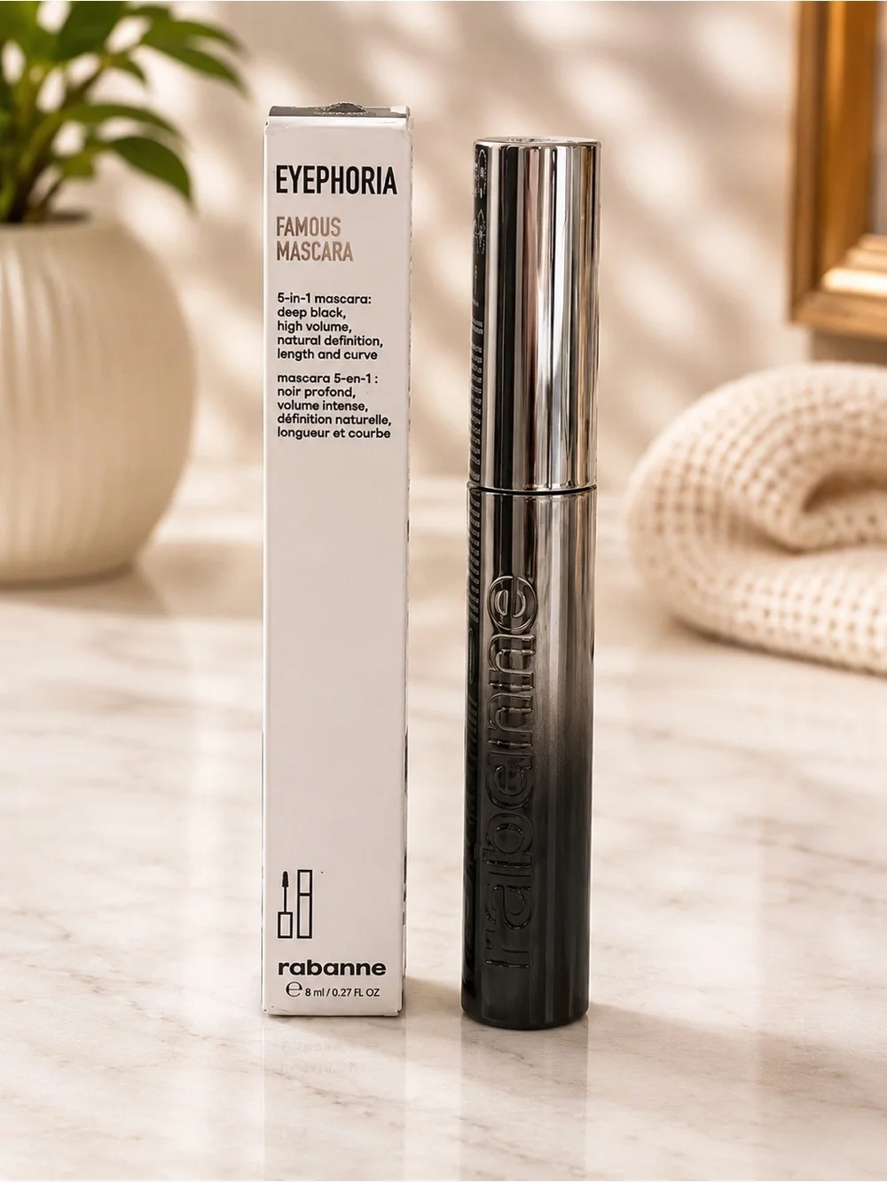 Rabanne Eyephoria Famous Mascara | 5-in-1 Volumizing Mascara | Shade: Deep Black